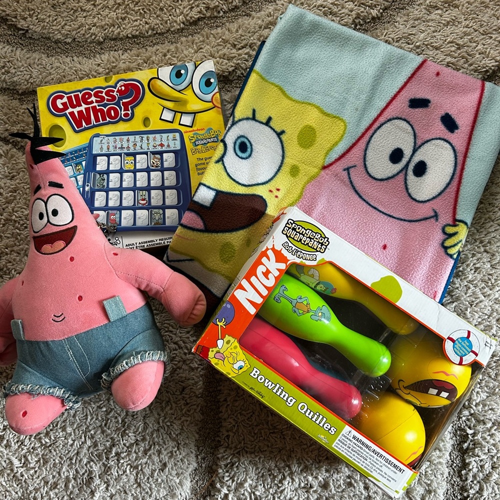 Vintage SpongeBob SquarePants Lot – Plush, Blanket, Games & More